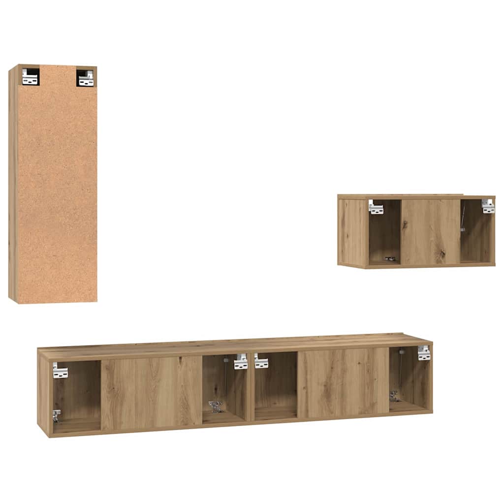TV spintelių komplektas su stalčių 4 pcs Amatininkų ąžuolas