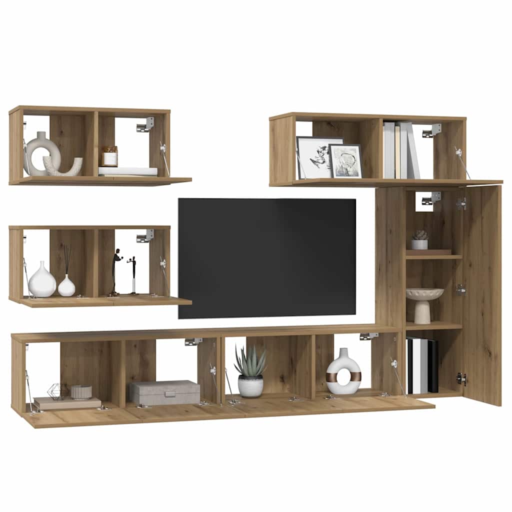 TV spintelių komplektas 6 pcs artisano ąžuolo 30.5 x 30 x 90 cm