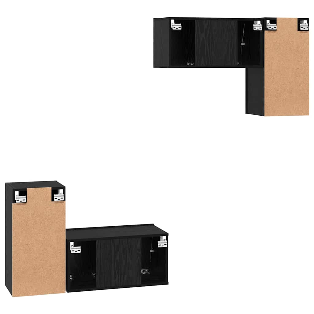 TV spintelė rinkinys 4 pcs Juodas ąžuolas 60 x 30 x 30 cm