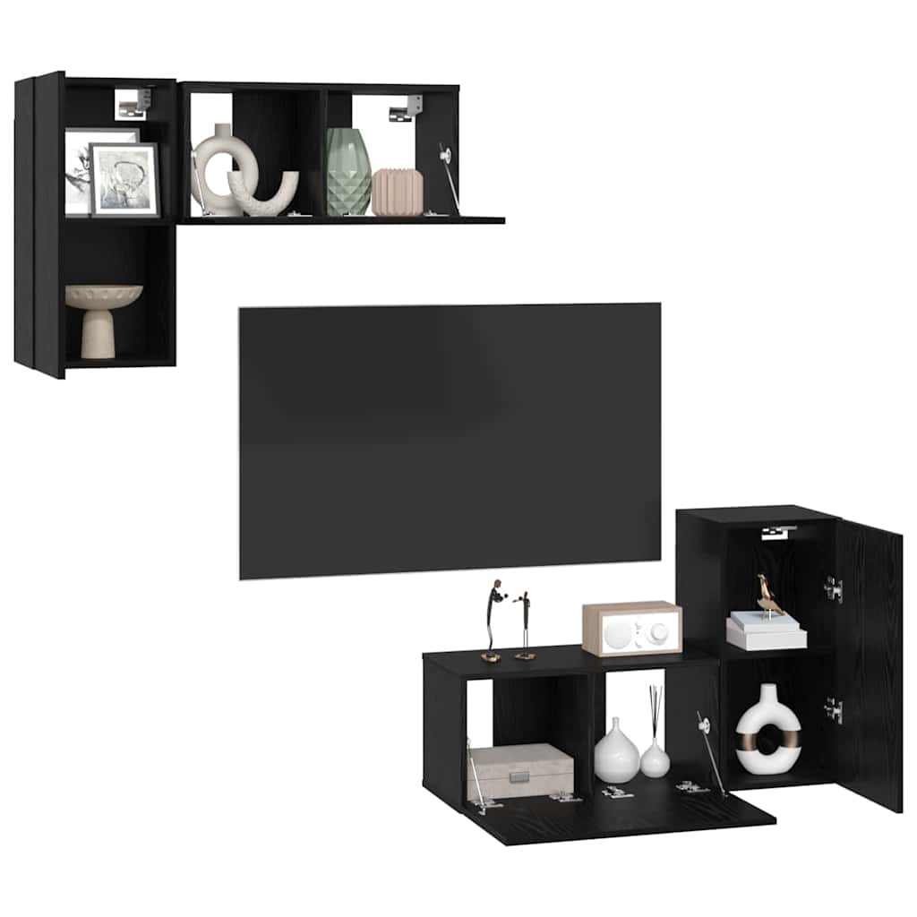 TV spintelė rinkinys 4 pcs Juodas ąžuolas 60 x 30 x 30 cm