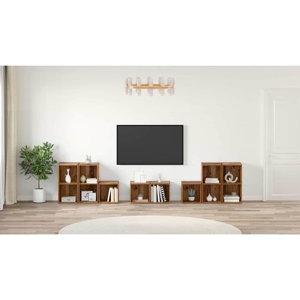TV spintelės komplektas 8 pcs Senovinis medis Apdirbta mediena