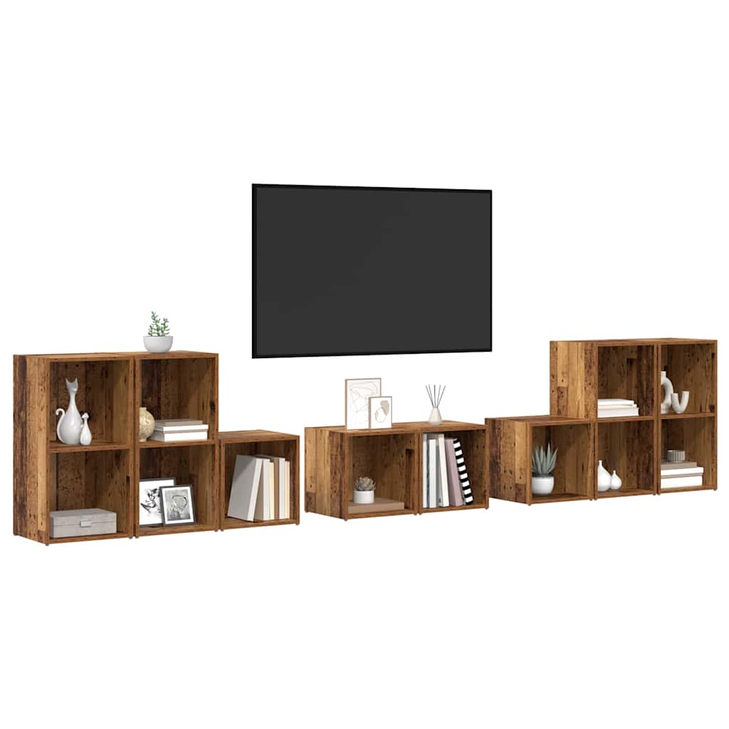 TV spintelės komplektas 8 pcs Senovinis medis Apdirbta mediena