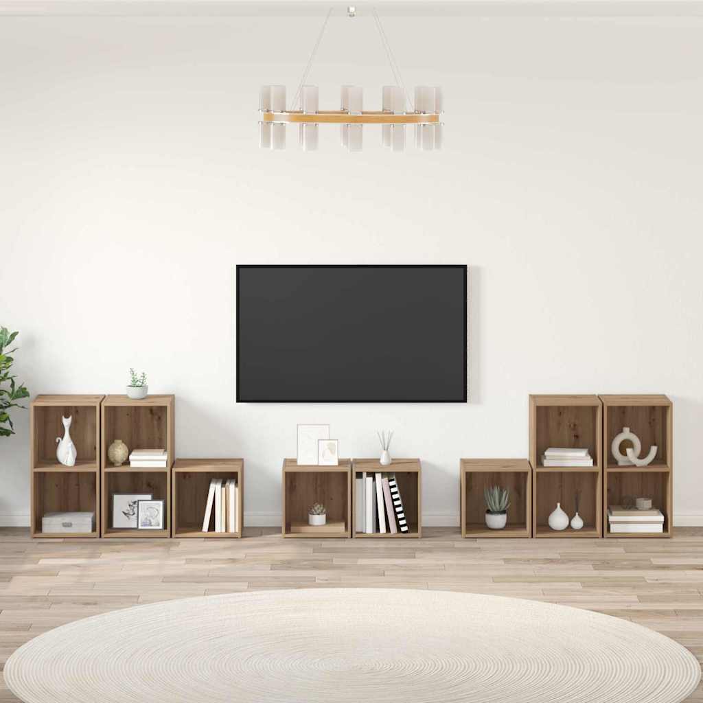 TV spintelės komplektas 8 pcs Amatininkų ąžuolas