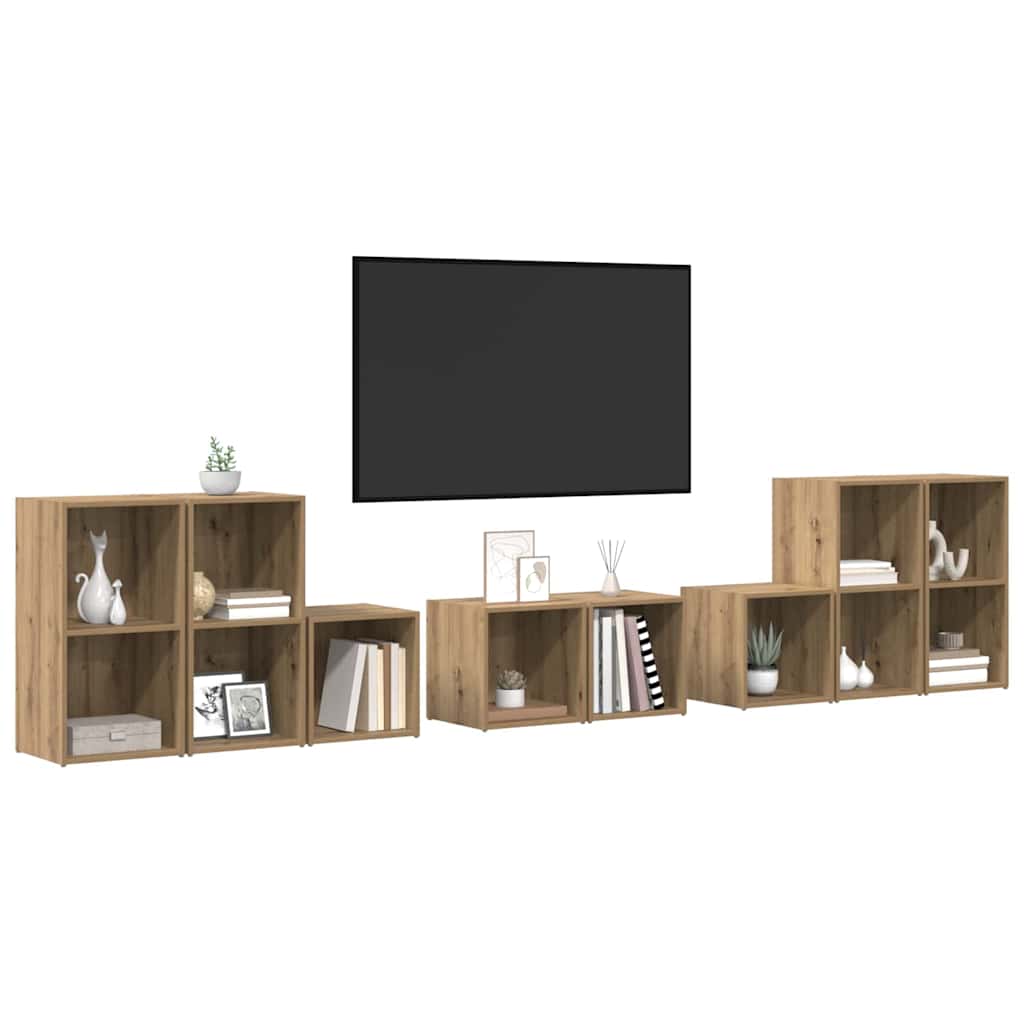 TV spintelės komplektas 8 pcs Amatininkų ąžuolas