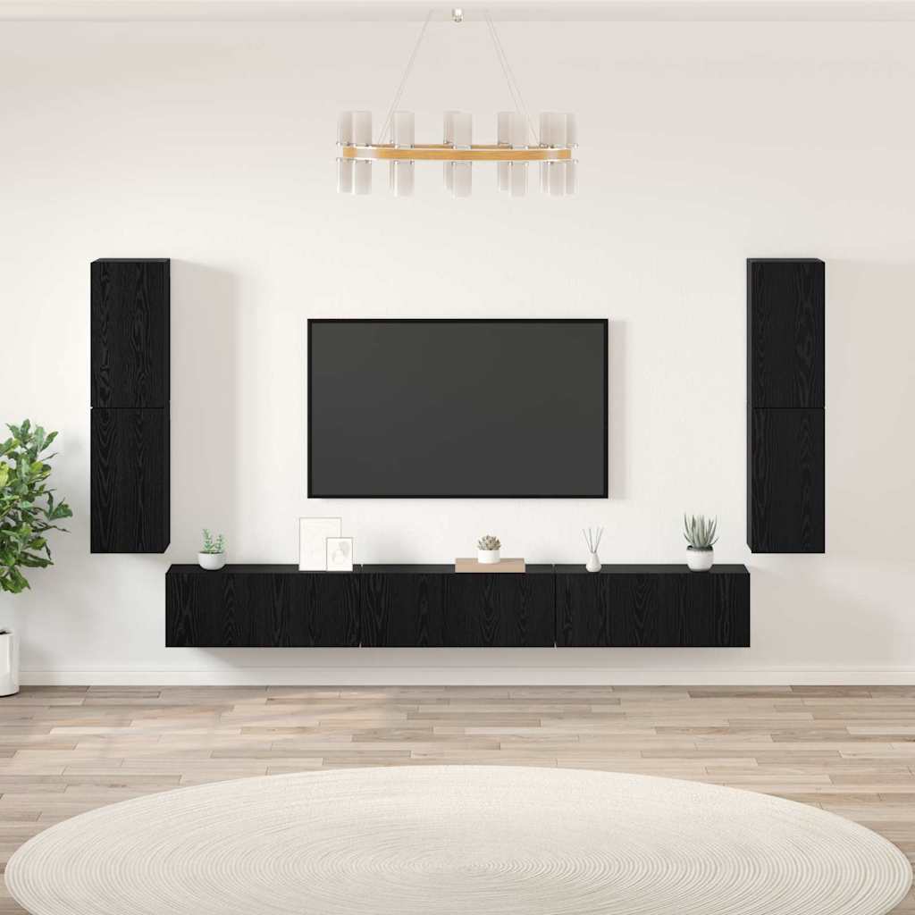 TV vienetai 4 pcs Juodas ąžuolas Apdirbta mediena