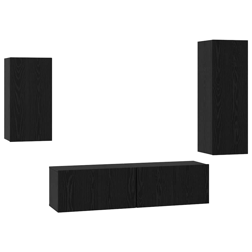 TV spintelių komplektas 4 pcs Juodas ąžuolas Apdirbta mediena