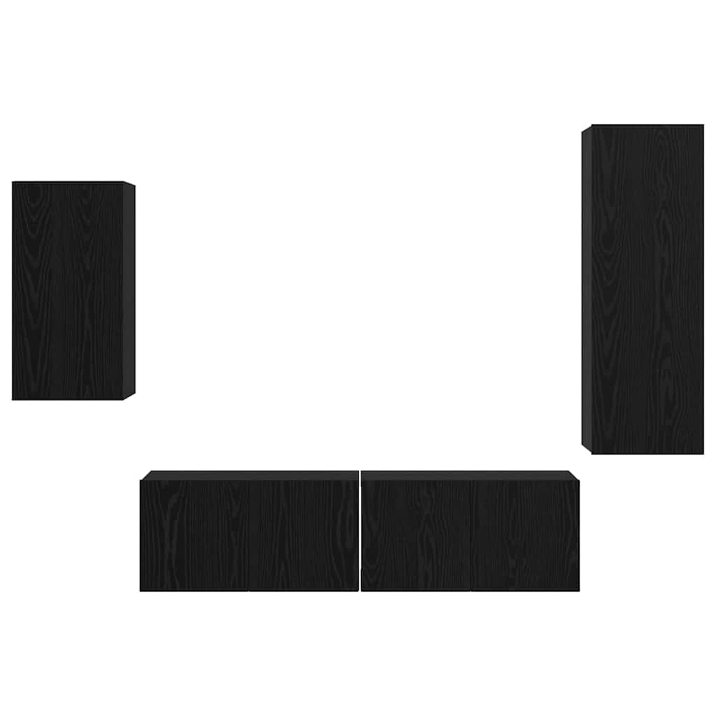 TV spintelių komplektas 4 pcs Juodas ąžuolas Apdirbta mediena