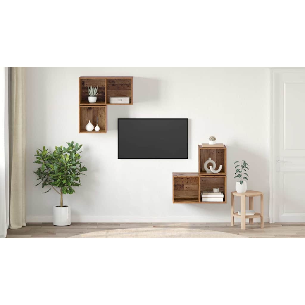 TV spintelių komplektas 4 pcs Senovinis medis Apdirbta mediena