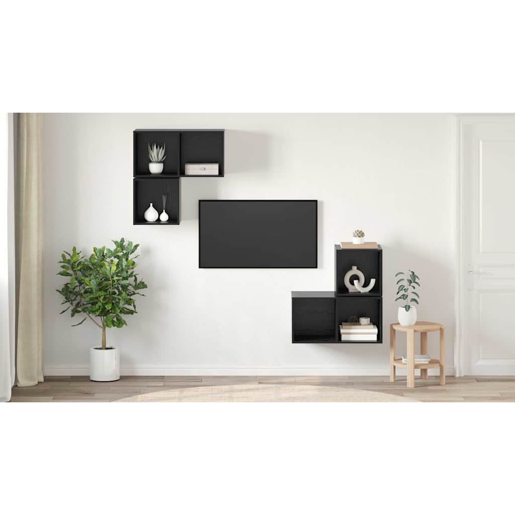 TV spintelės komplektas 4 pcs juoda ąžuolo 37 x 37 x 72 cm