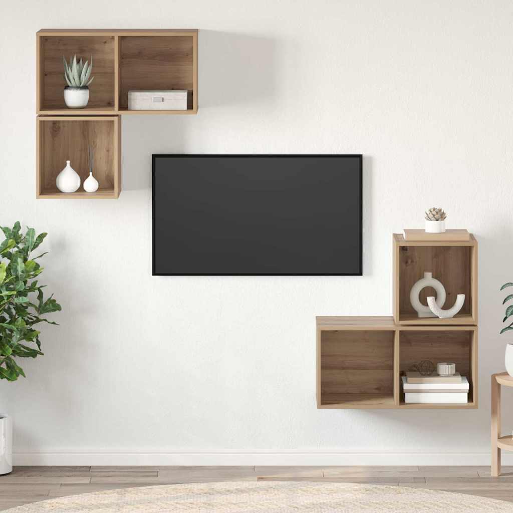 TV spintelės komplektas 4 pcs artisano ąžuolo 37 x 37 x 72 cm