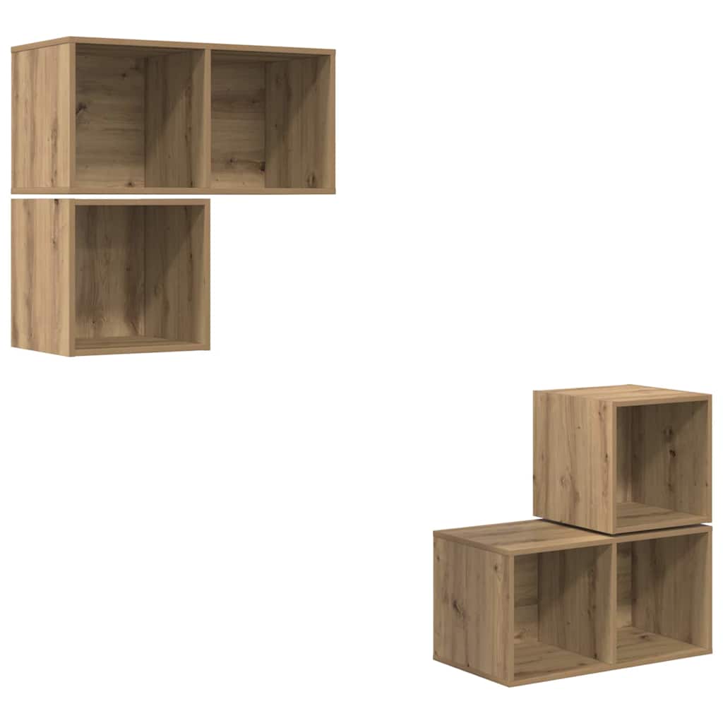 TV spintelės komplektas 4 pcs artisano ąžuolo 37 x 37 x 72 cm
