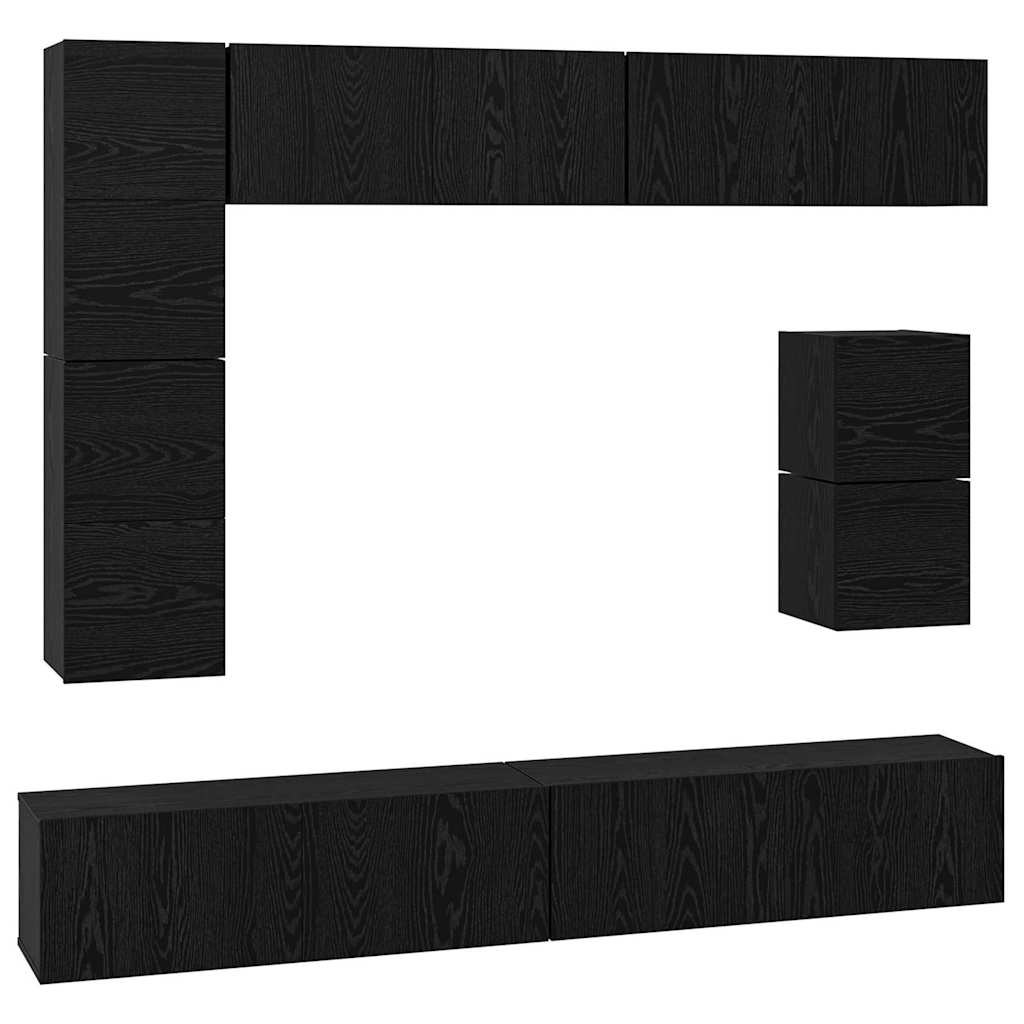 TV spintelių komplektas 8 pcs Juodas ąžuolas Apdirbta mediena