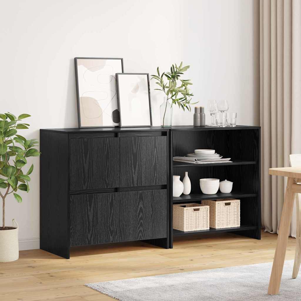 Kabalas 2 pcs juoda ąžuolo 70 x 41 x 75 cm Apdirbta mediena