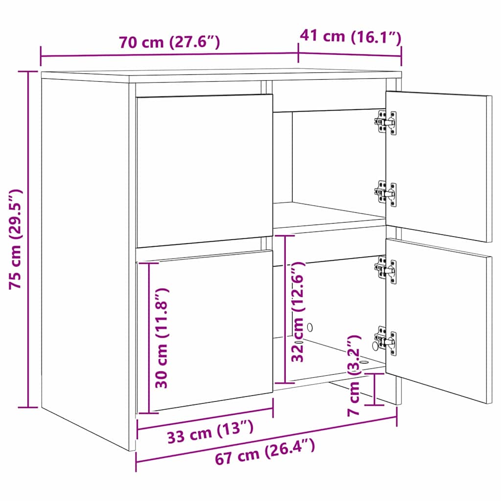 Kabalas 2 pcs artisano ąžuolo 70 x 41 x 75 cm Apdirbta mediena