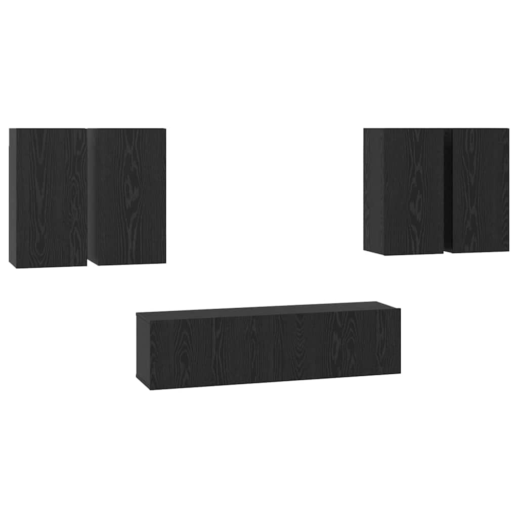 TV skapīšu komplekts 6 gab. Melns ozols 60 x 30 x 30 cm
