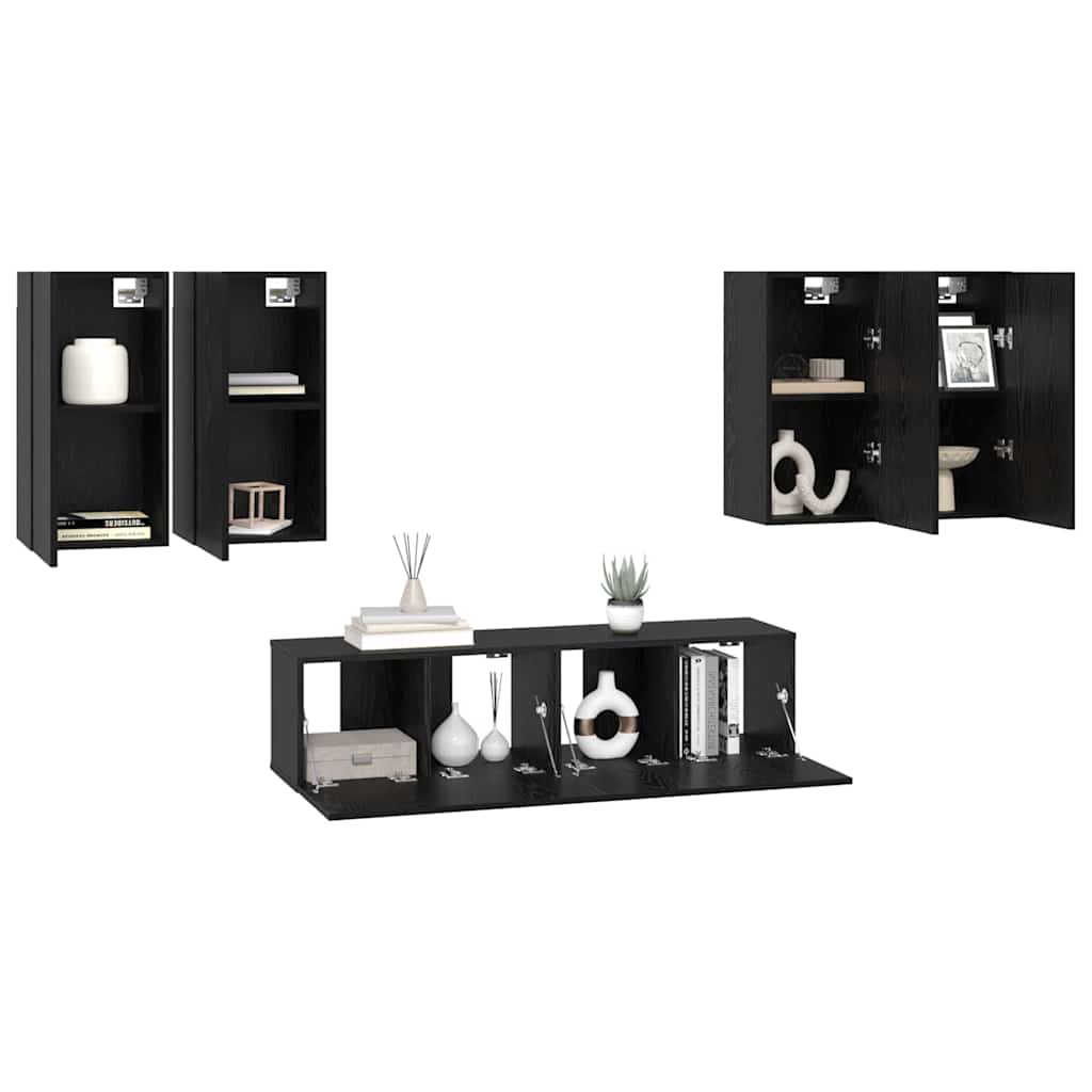 TV skapīšu komplekts 6 gab. Melns ozols 60 x 30 x 30 cm