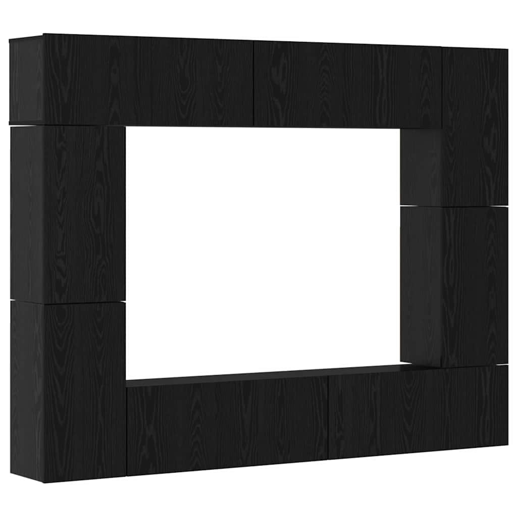 TV spintelių komplektas 8 pcs Juodas ąžuolas Apdirbta mediena