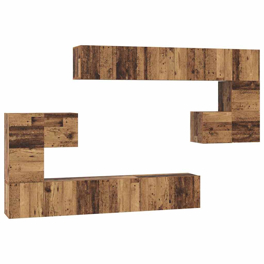 TV cabinet set 10 pcs Ancient wood Engineered wood