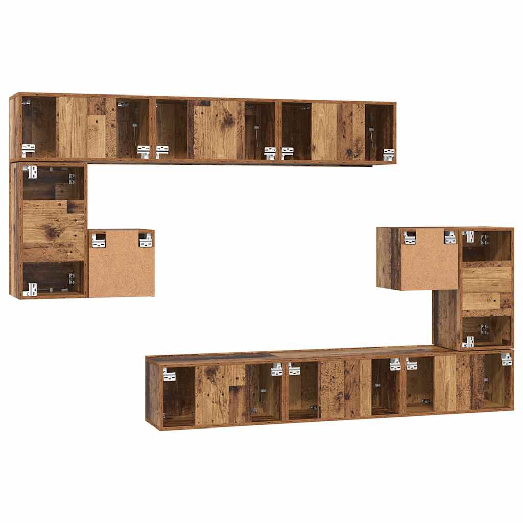 TV cabinet set 10 pcs Ancient wood Engineered wood