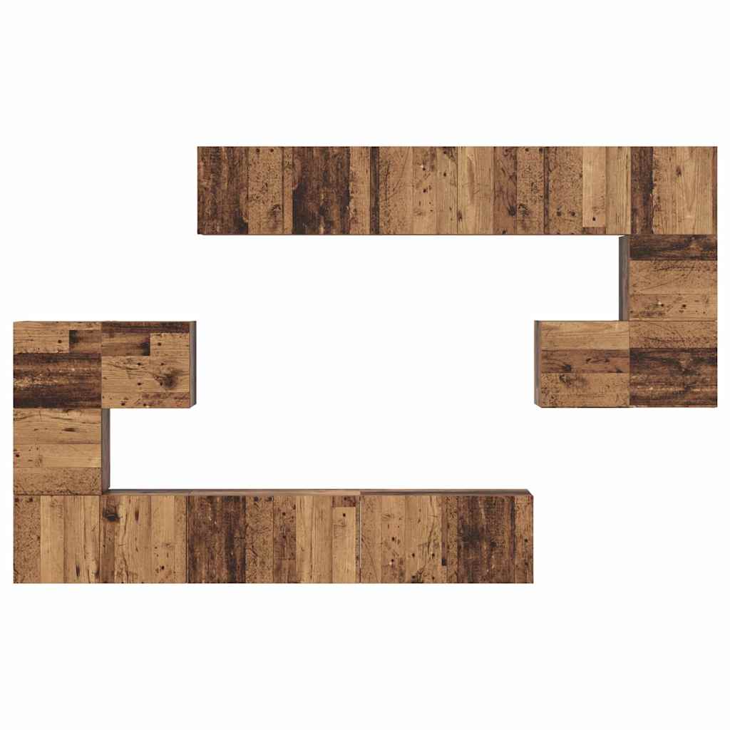 TV cabinet set 10 pcs Ancient wood Engineered wood