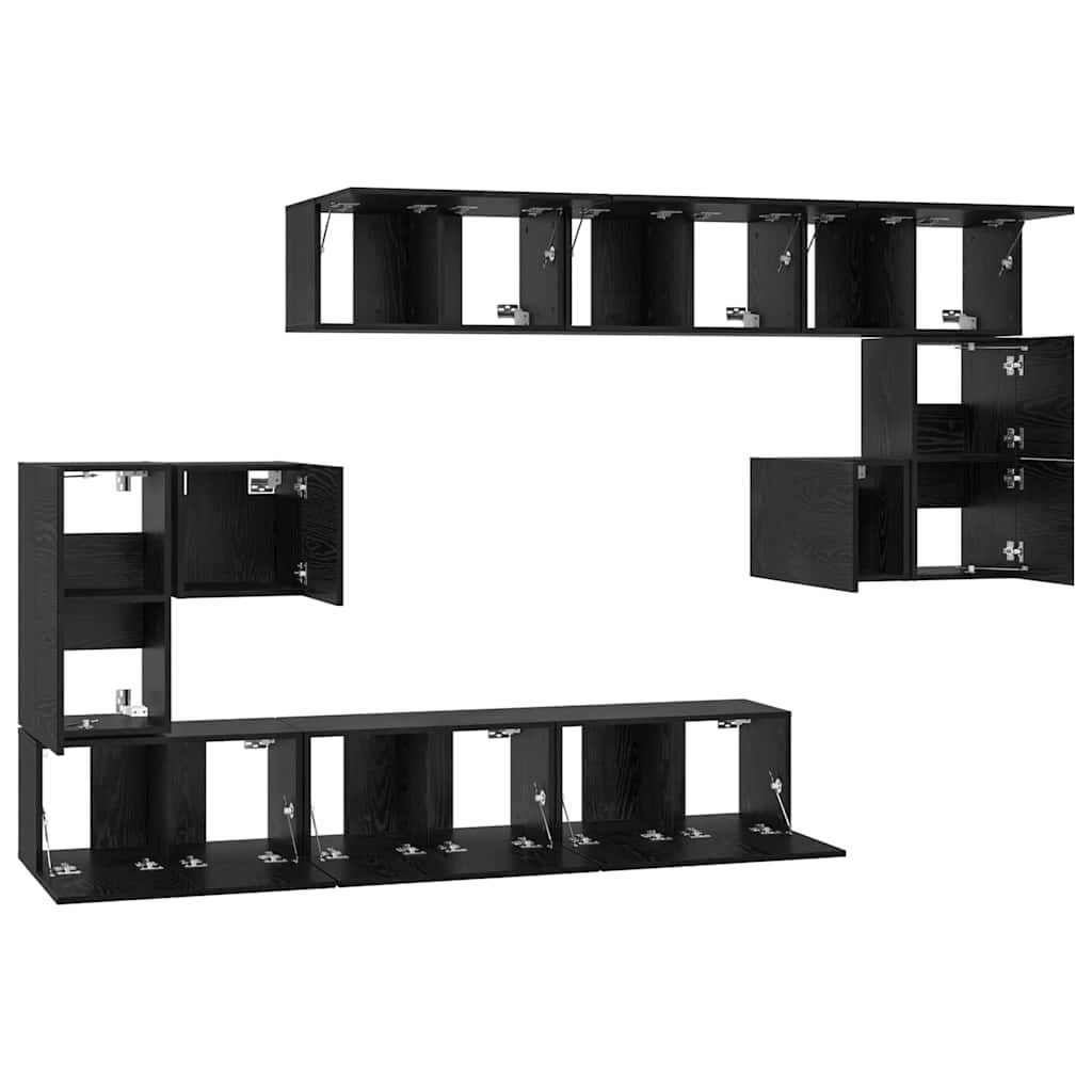 TV spintelių komplektas 10 pcs Juodas ąžuolas Apdirbta mediena