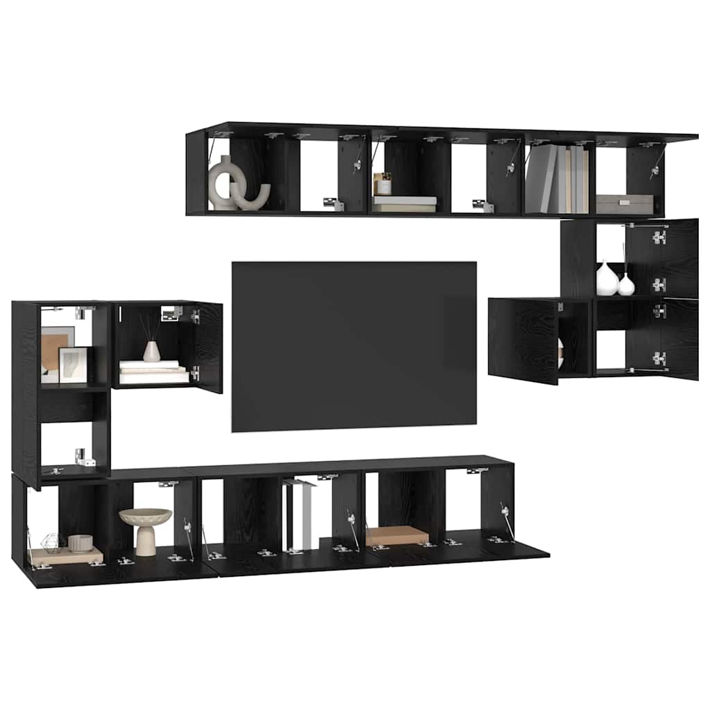 TV spintelių komplektas 10 pcs Juodas ąžuolas Apdirbta mediena