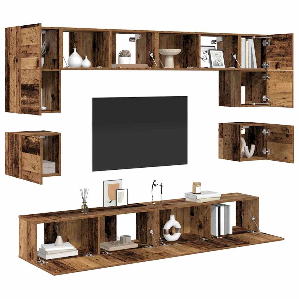 TV spintelių komplektas 8 pcs Senovinis medis Apdirbta mediena
