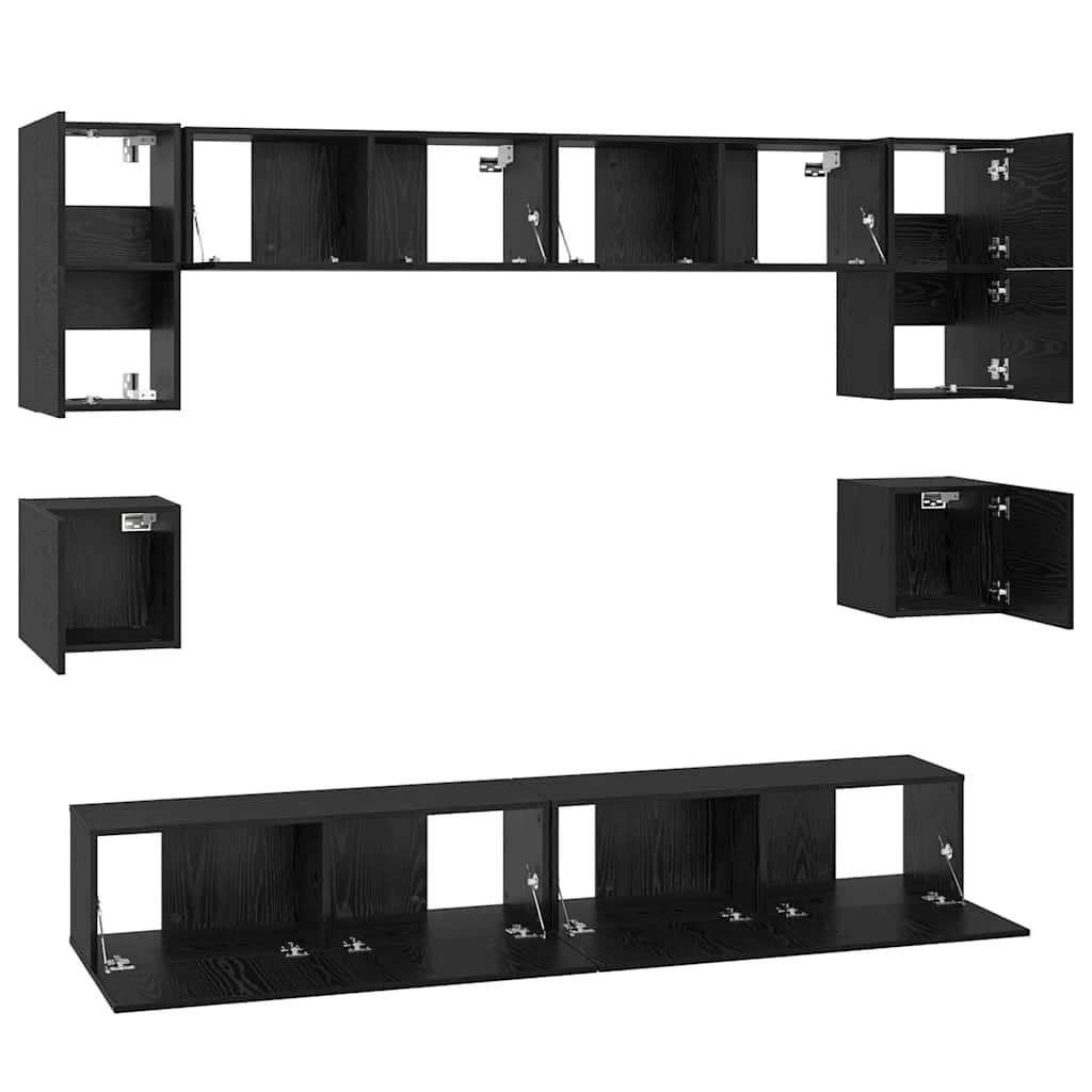 TV spintelių komplektas 8 pcs Juodas ąžuolas Apdirbta mediena