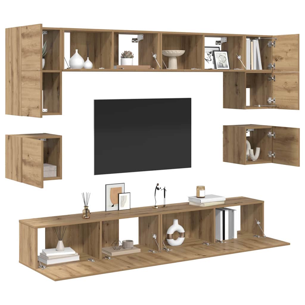 TV spintelių komplektas 8 pcs Amatininkų ąžuolas
