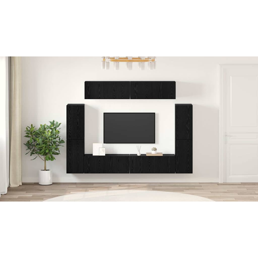 TV spintelių komplektas 8 pcs Juodas ąžuolas 80 x 30 x 30.5 cm