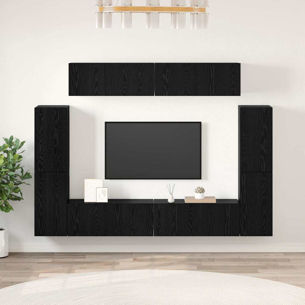 TV Cabinet Set 8 pcs Black Oak 80 x 30 x 30.5 cm