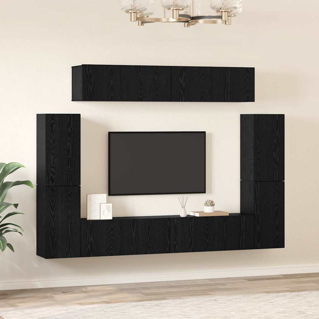 TV Cabinet Set 8 pcs Black Oak 80 x 30 x 30.5 cm