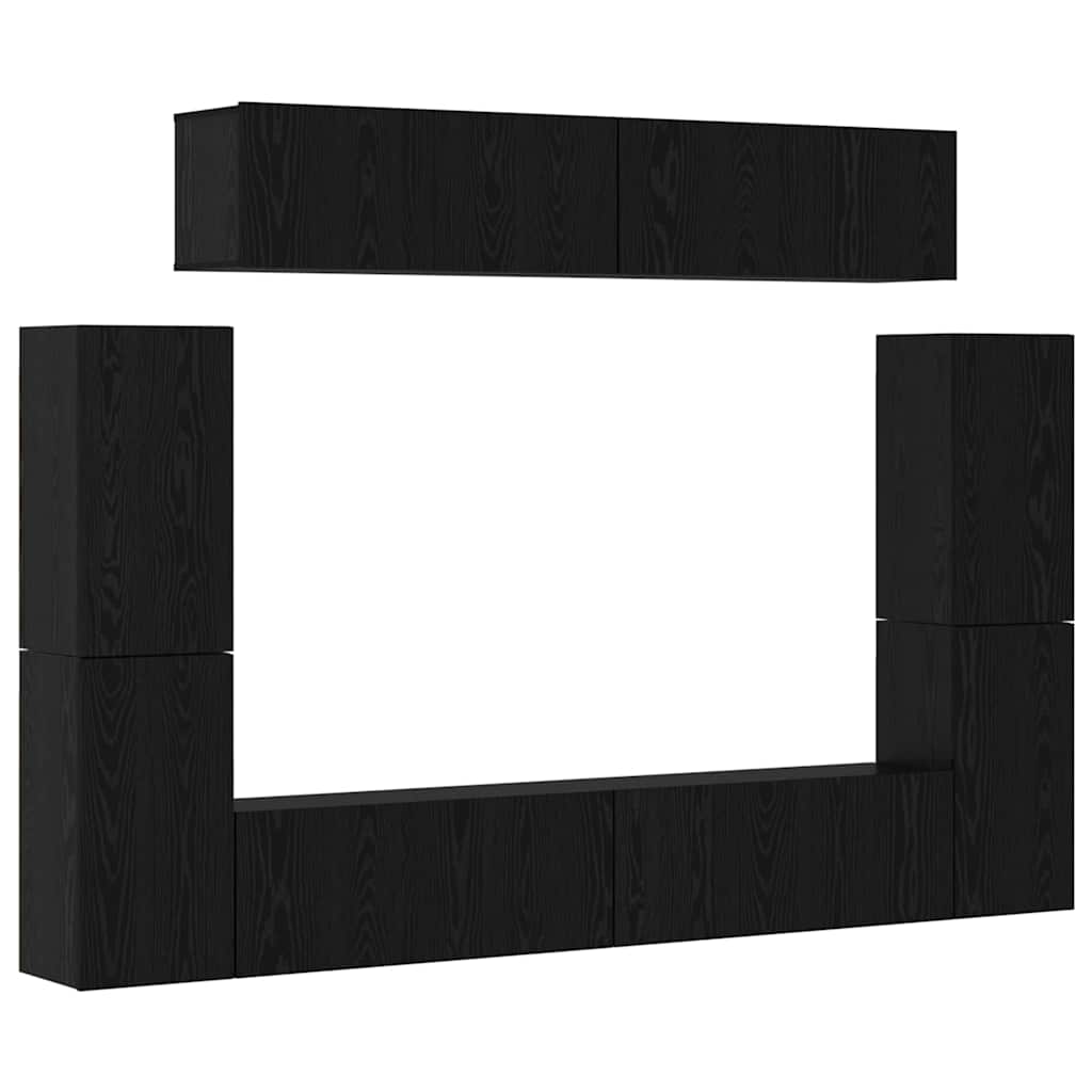TV Cabinet Set 8 pcs Black Oak 80 x 30 x 30.5 cm