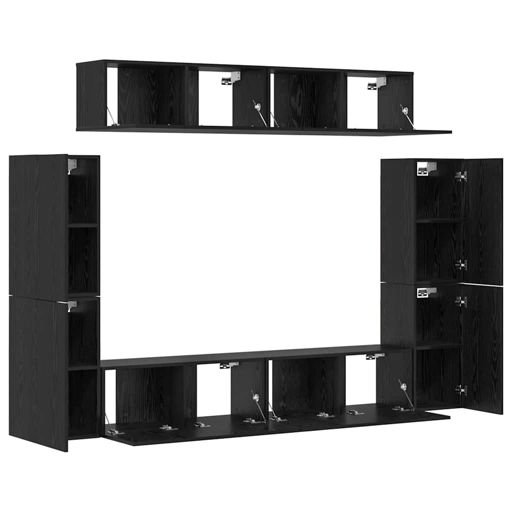 TV Cabinet Set 8 pcs Black Oak 80 x 30 x 30.5 cm