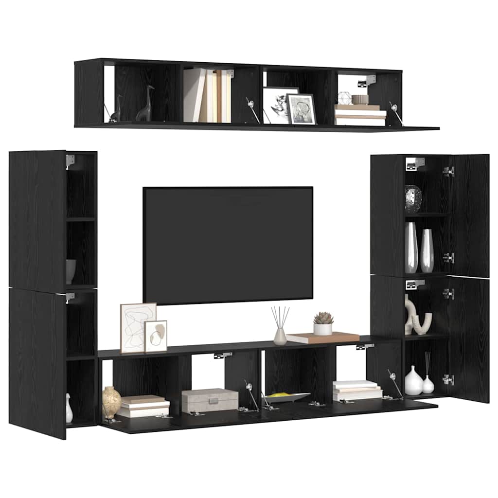 TV Cabinet Set 8 pcs Black Oak 80 x 30 x 30.5 cm