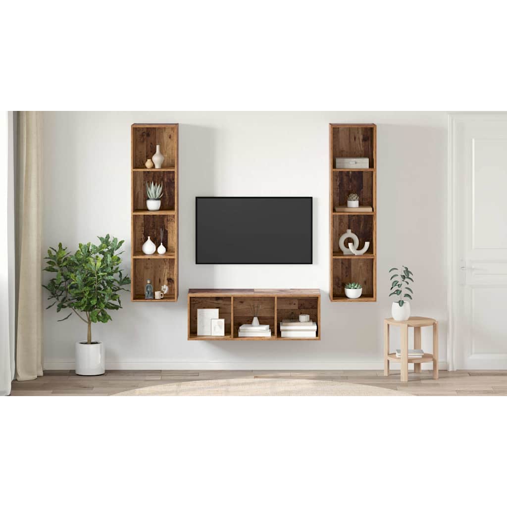 TV spintelės komplektas 3 pcs Sena mediena 37 x 37 x 142.5 cm