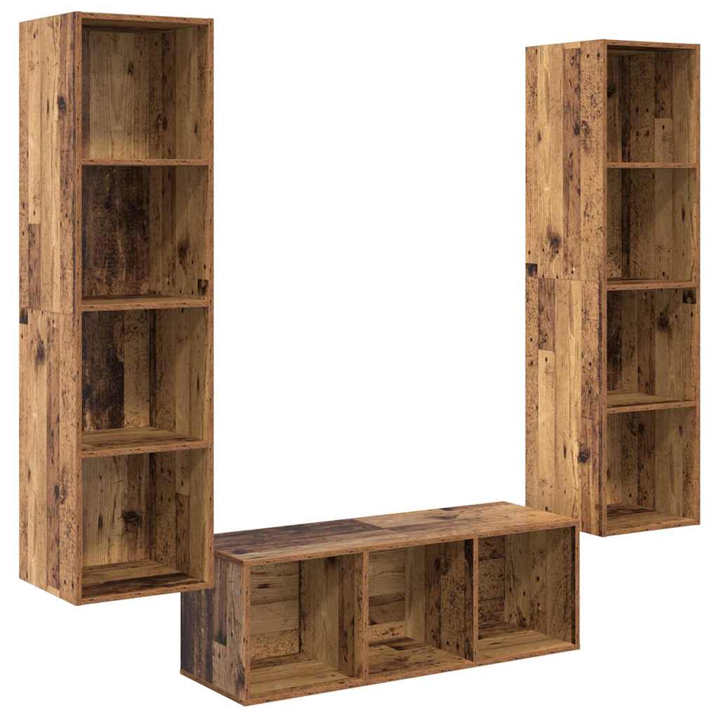 TV spintelės komplektas 3 pcs Sena mediena 37 x 37 x 142.5 cm