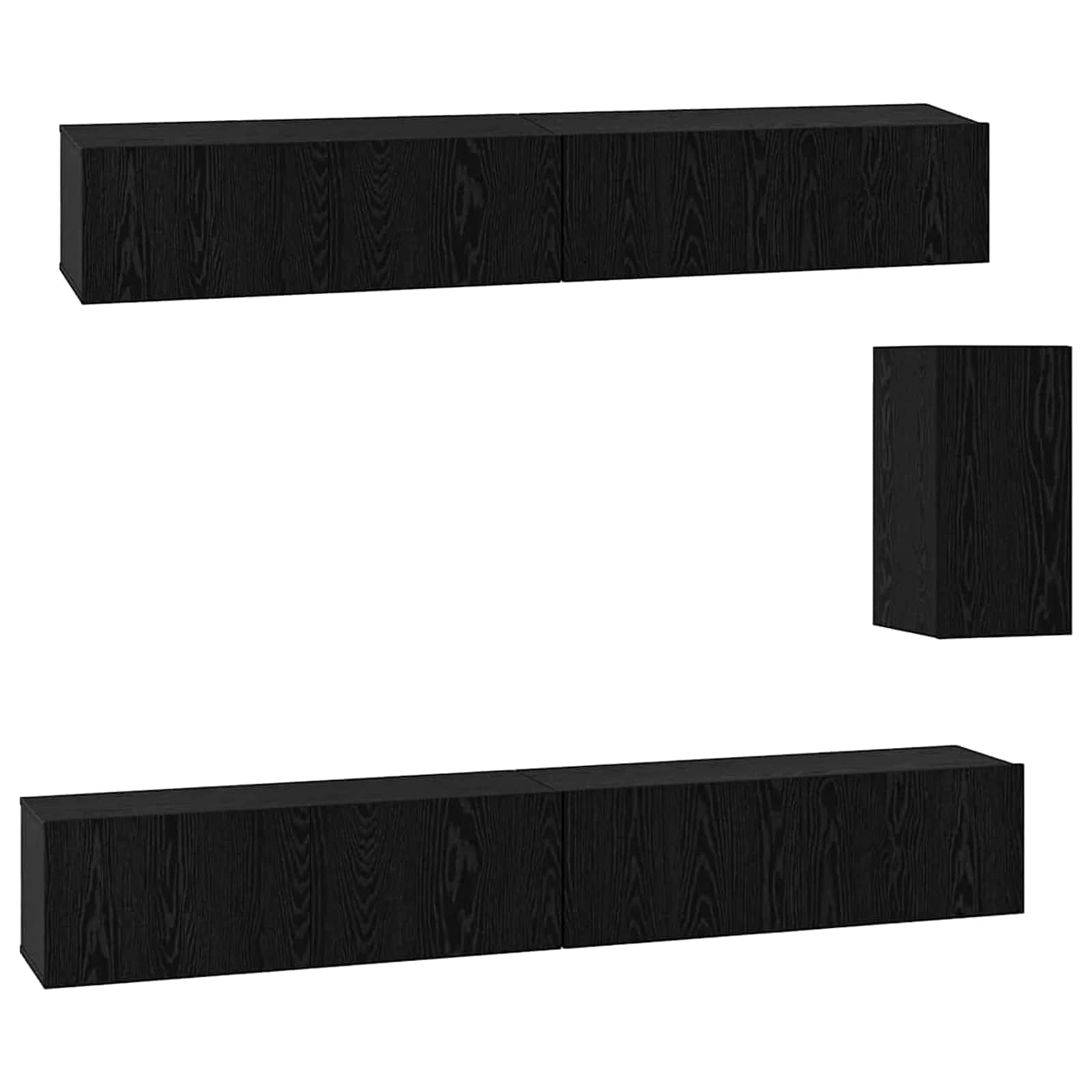 Sieninis televizoriaus stovas 3 pcs Juodas ąžuolas