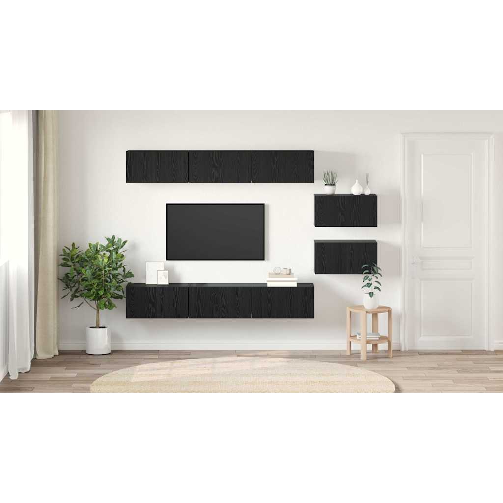 Televizoriaus spintelė 8 pcs Juodas ąžuolas 60 x 30 x 30.5 cm