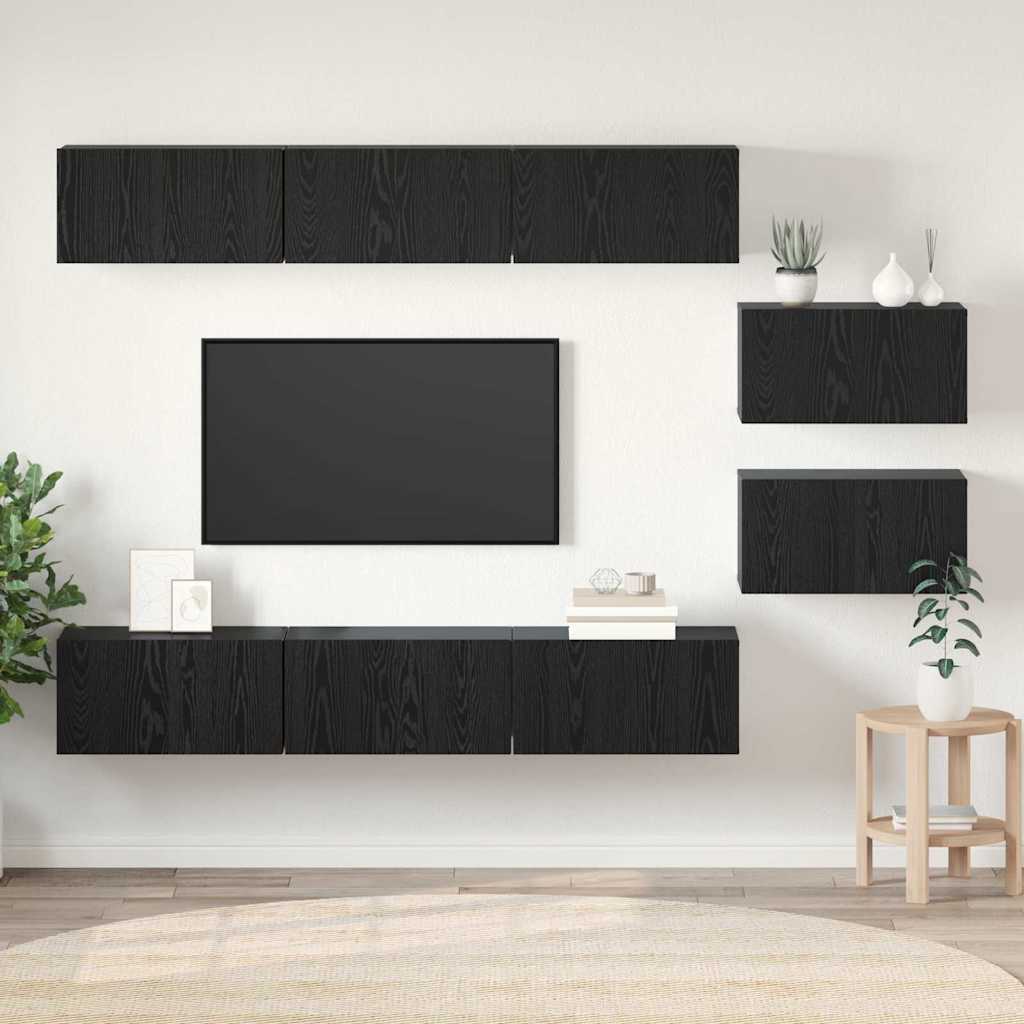 Televizoriaus spintelė 8 pcs Juodas ąžuolas 60 x 30 x 30.5 cm