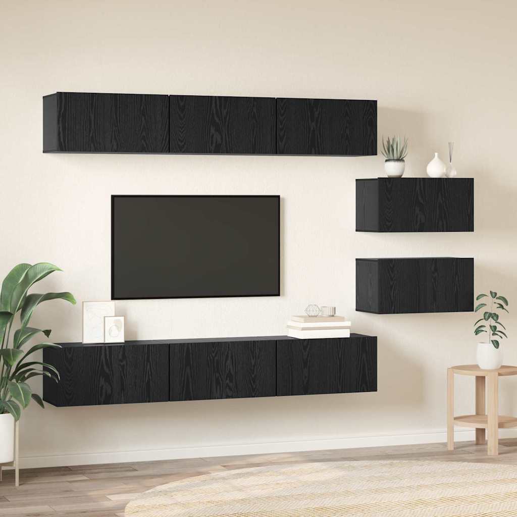 Televizoriaus spintelė 8 pcs Juodas ąžuolas 60 x 30 x 30.5 cm