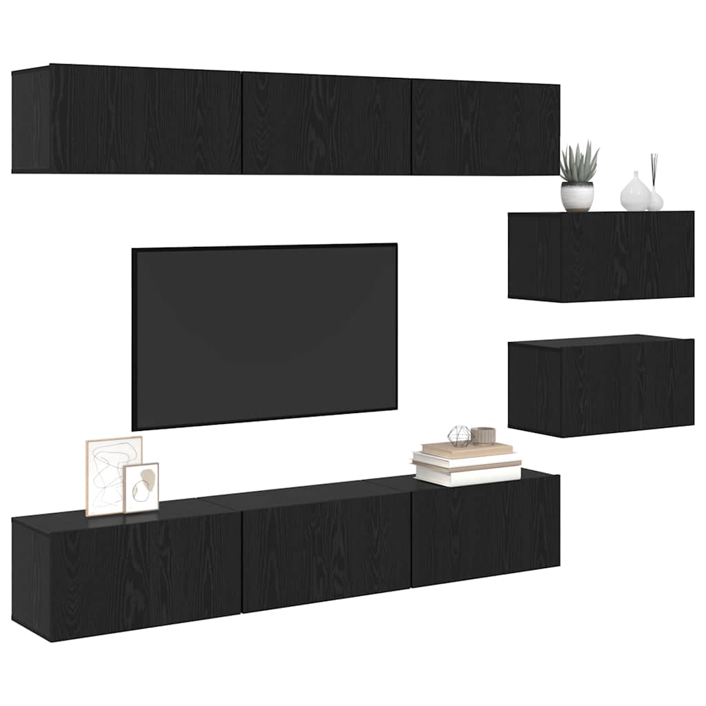 Televizoriaus spintelė 8 pcs Juodas ąžuolas 60 x 30 x 30.5 cm