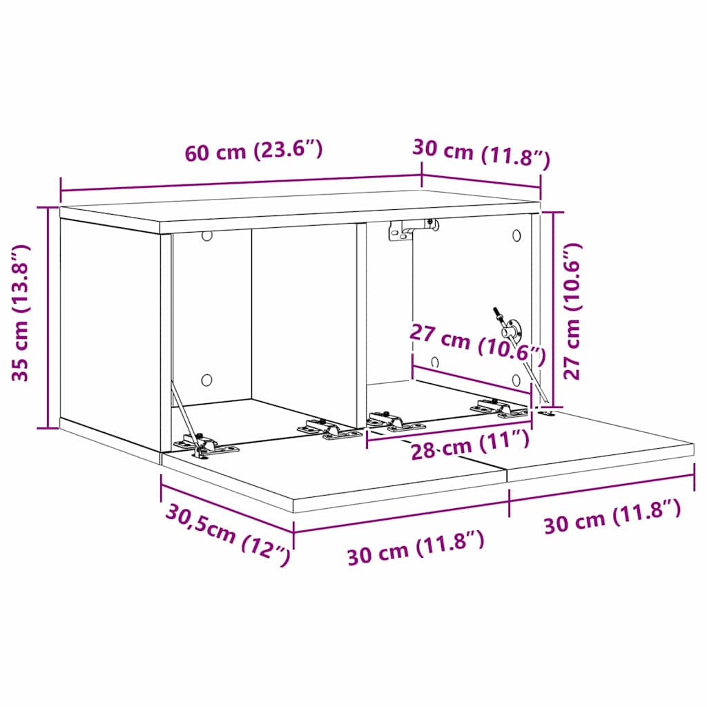 Televizoriaus spintelė 8 pcs Juodas ąžuolas 60 x 30 x 30.5 cm