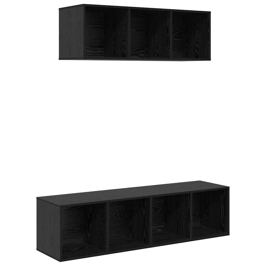 TV spintelės komplektas 2 pcs juoda ąžuolo 37 x 37 x 142.5 cm