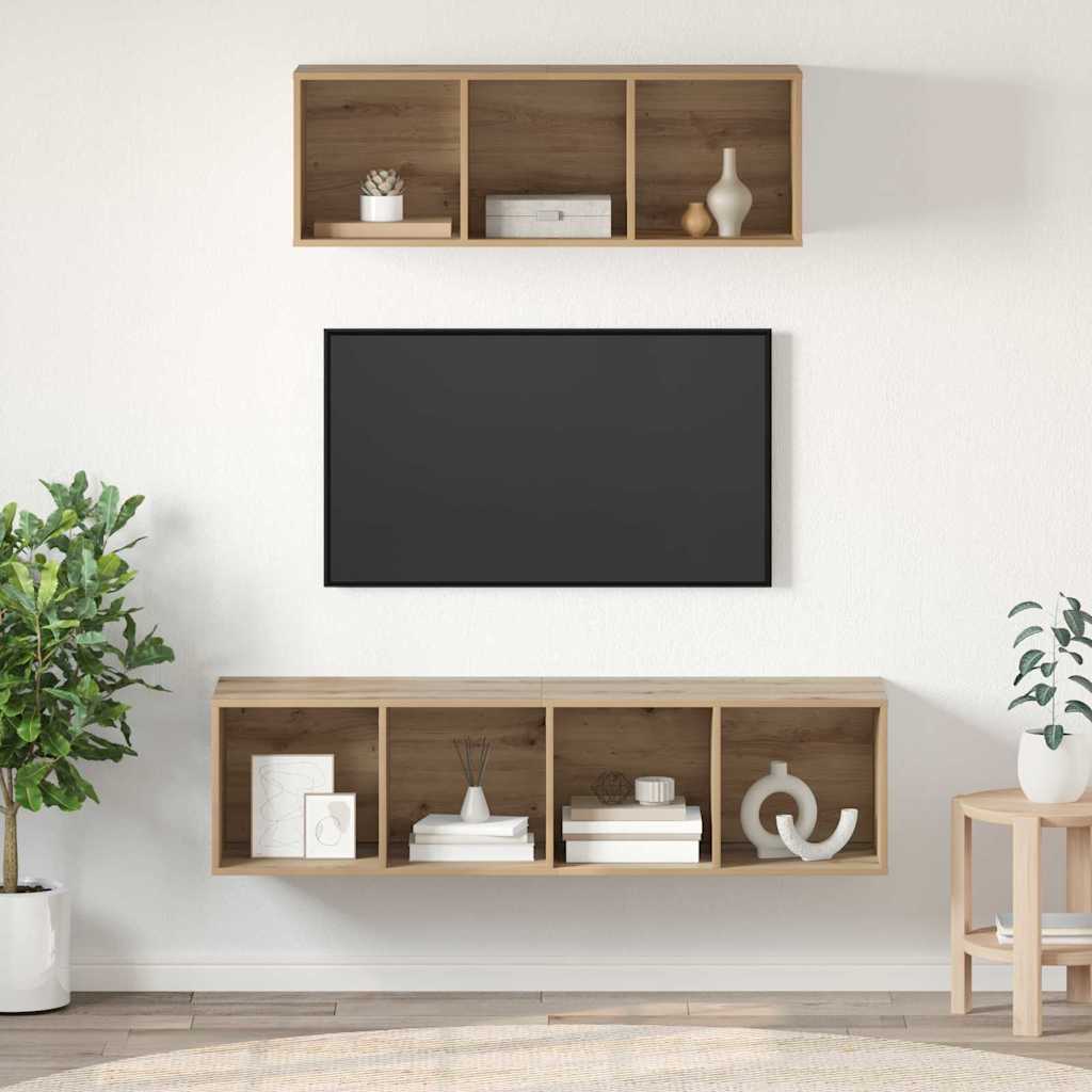 TV spintelės komplektas su lentyna 2 pcs artisano ąžuolo