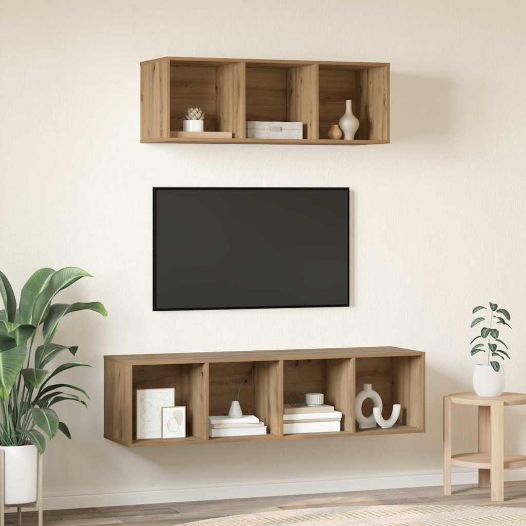 TV spintelės komplektas su lentyna 2 pcs artisano ąžuolo