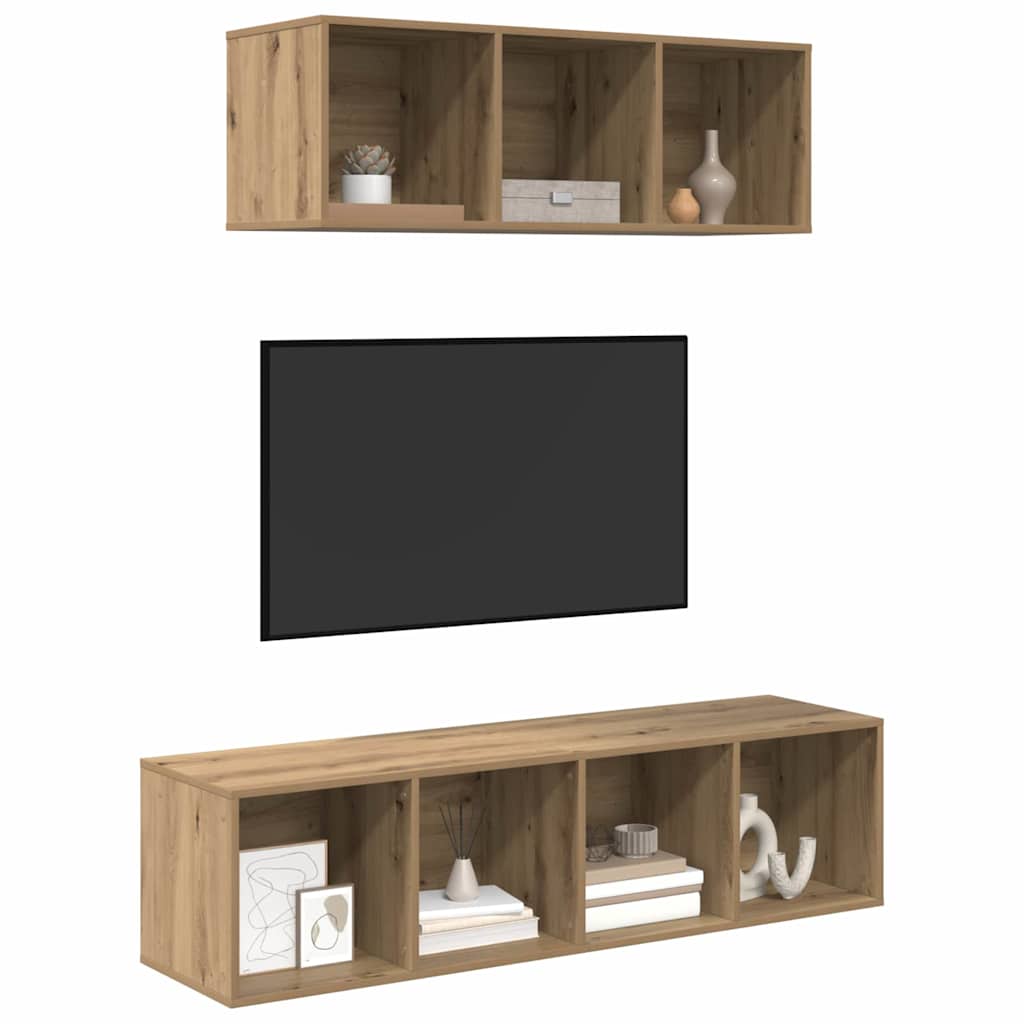 TV spintelės komplektas su lentyna 2 pcs artisano ąžuolo