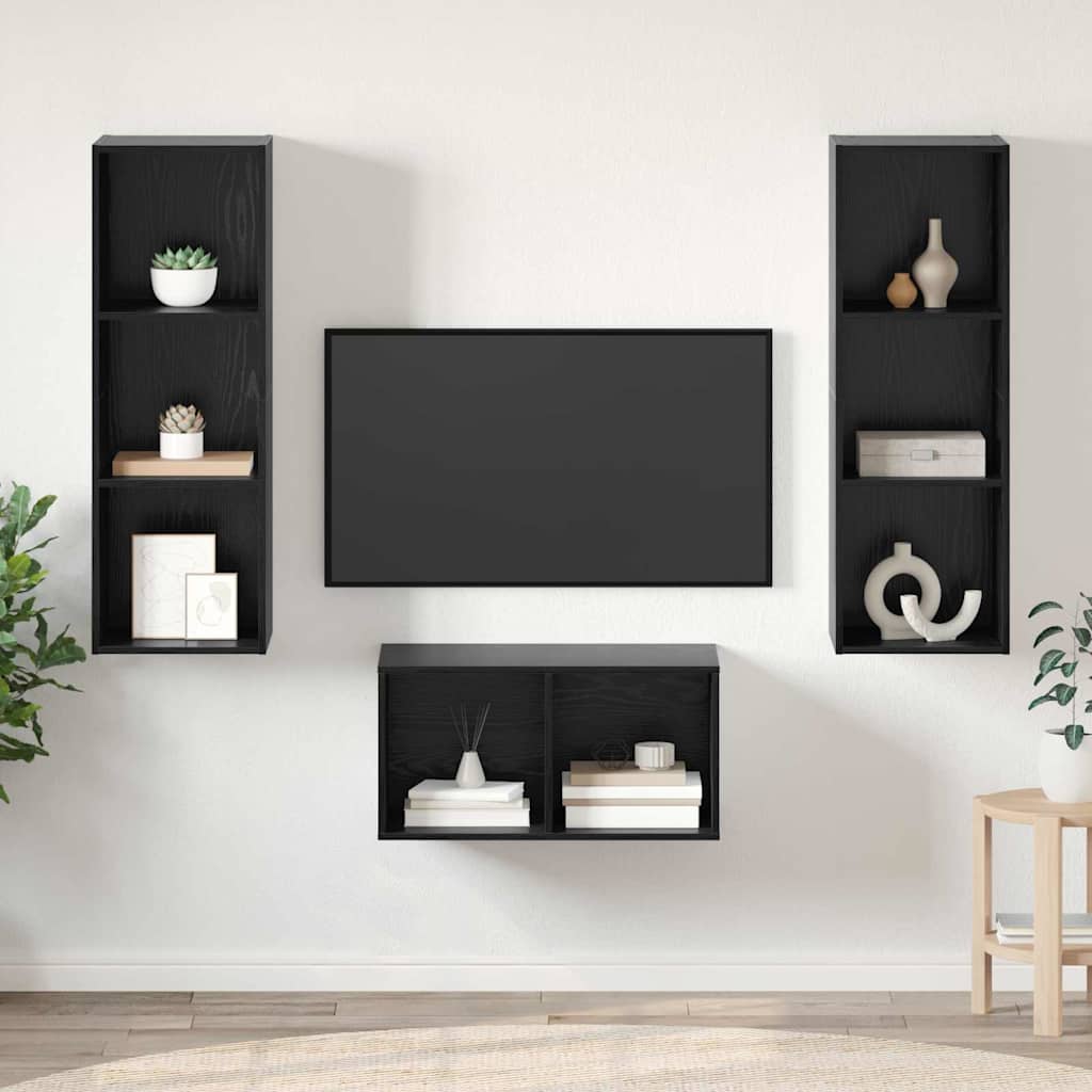 TV skapja komplekts melnā ozolkoka 37 x 37 x 107 cm