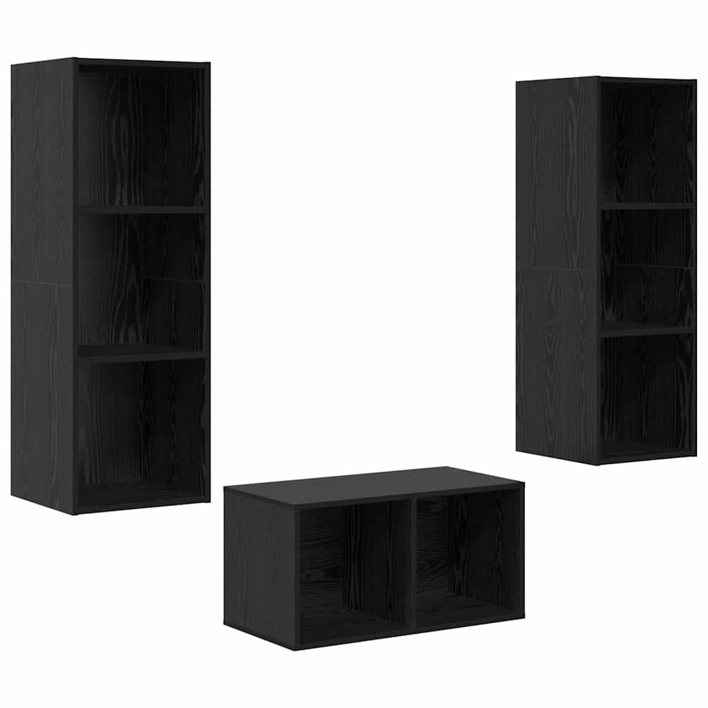 TV skapja komplekts melnā ozolkoka 37 x 37 x 107 cm