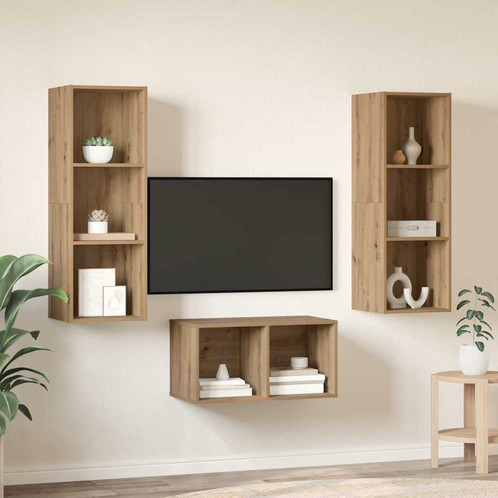 TV spintelės komplektas artisano ąžuolo 37 x 37 x 107 cm